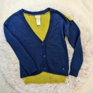 Guess Los Angeles Color Block V-neck High-low Cardigan Sweater Girls' M 10/12